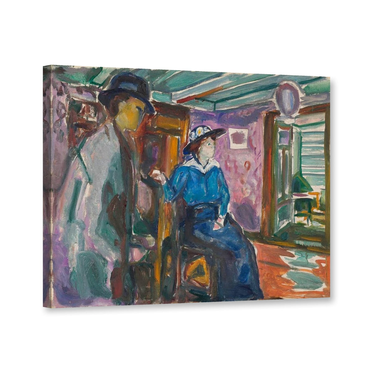 Mann und Frau, 1913 von Edvard Munch als Leinwand – Perspektivansicht