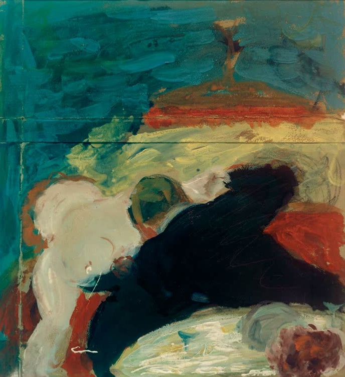 Marianne von Werefkin Chambre séparée, Gouache Kunstkopie, dunkle Rückenfigur und helle Gestalt unter roter Lampe