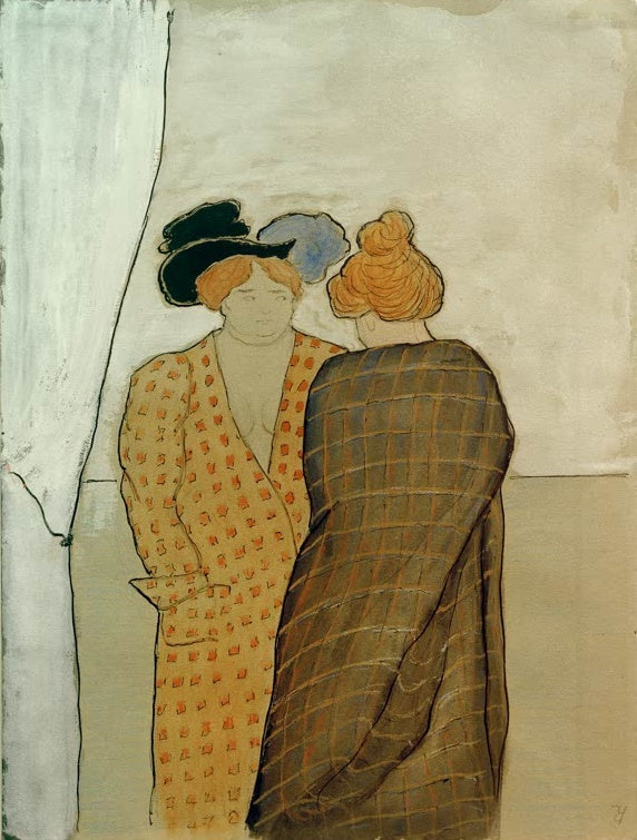 Marianne von Werefkin Zwei Frauen Kunstkopie, zwei Frauen im Gespräch, eine mit Hut und ockerfarbenem Kleid