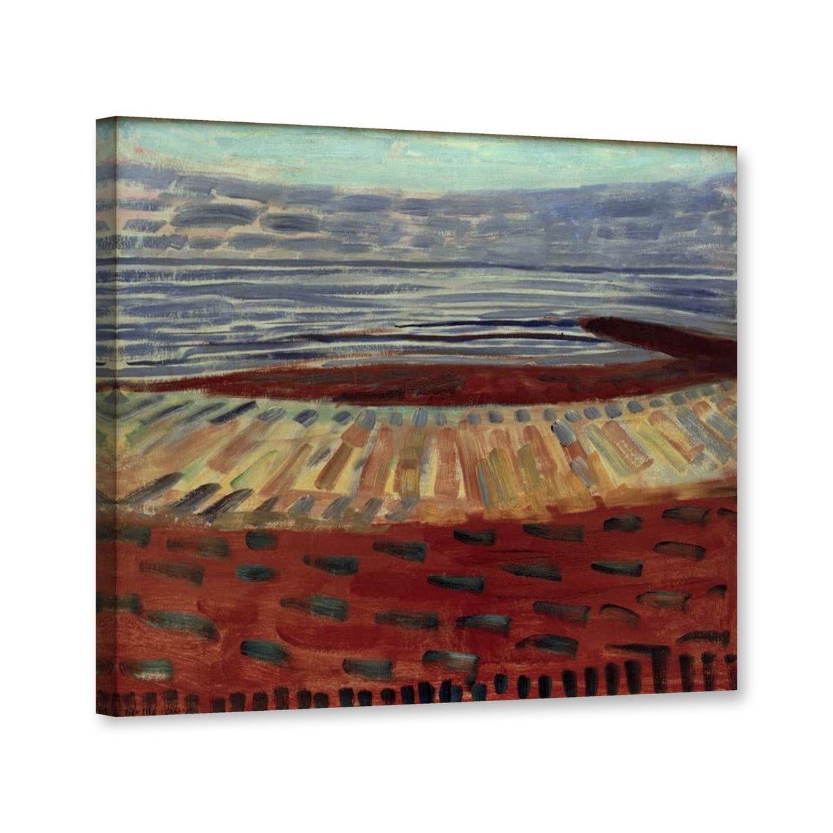 Meer nach Sonnenuntergang, 1909, Den Haag von Piet Mondrian als Leinwand – Perspektivansicht
