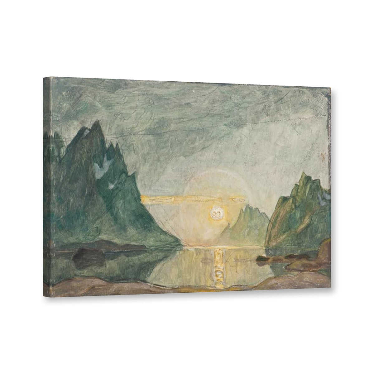 Mitternachtssonne. Studie aus Nordnorwegen von Anna Boberg als Leinwand – Perspektivansicht