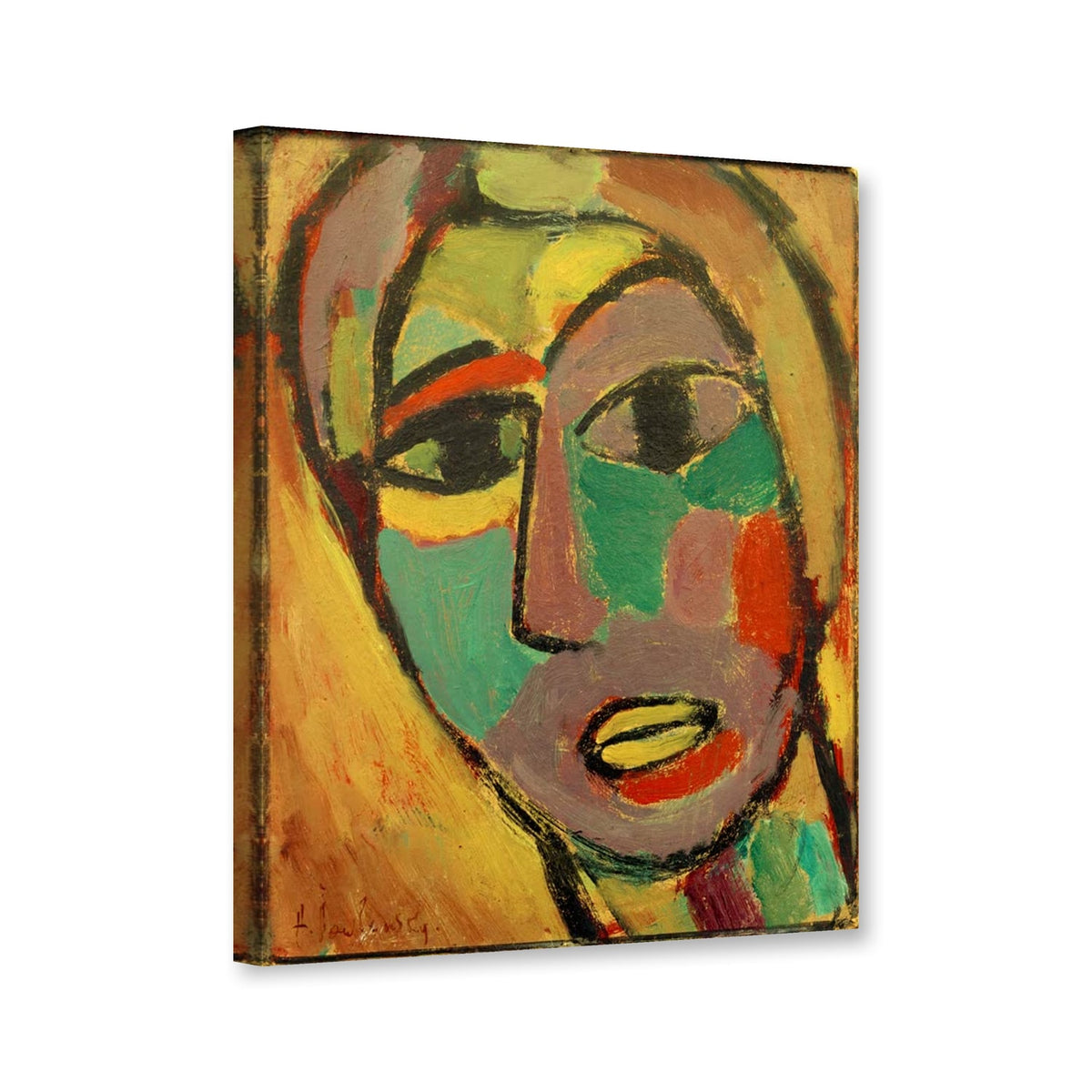 Mystischer Kopf: Erde von Alexej von Jawlensky als Leinwand – Perspektivansicht