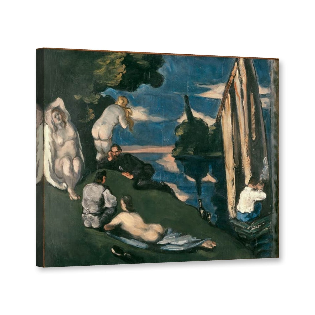 Pastorale von Paul Cézanne als Leinwand – Perspektivansicht