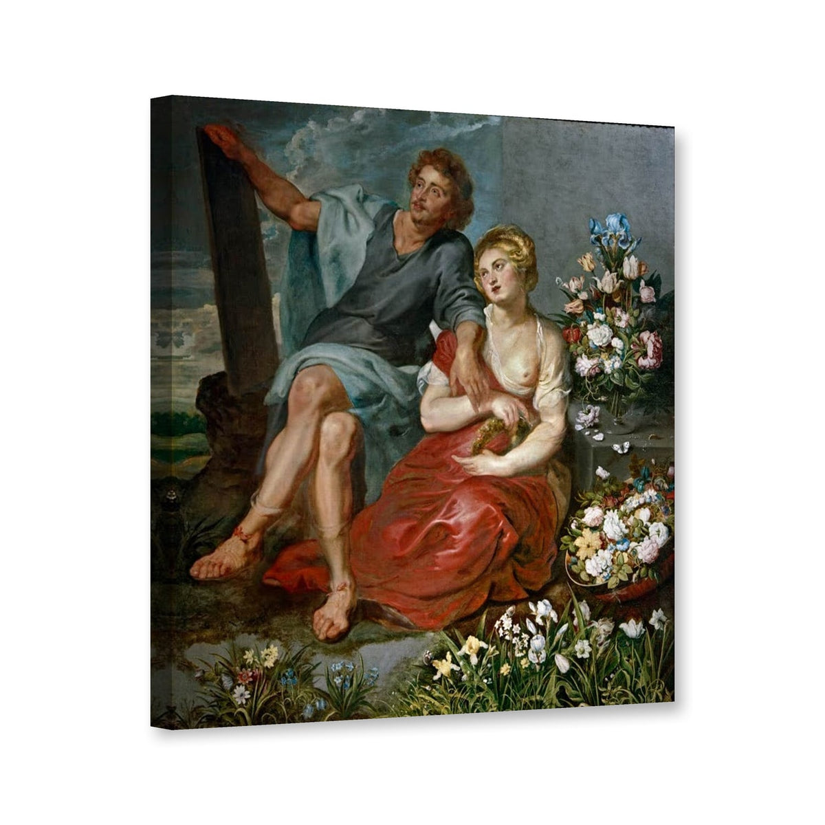 Pausias und Glycera von Peter Paul Rubens als Leinwand – Perspektivansicht