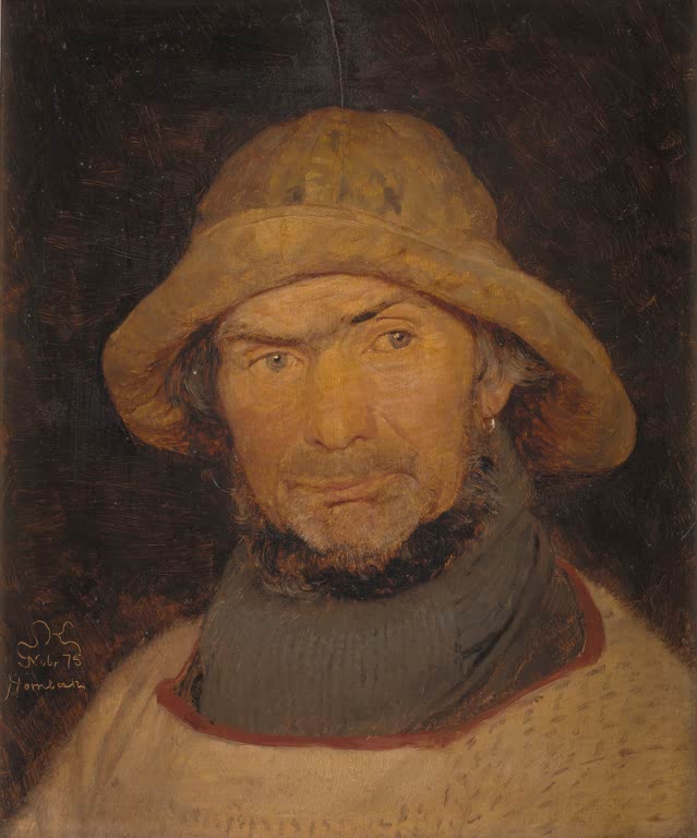 Fischer mit Südwester und grauem Kragen – Peder Severin Kröyer Porträt eines Fischers aus Hornbæk Kunstkopie