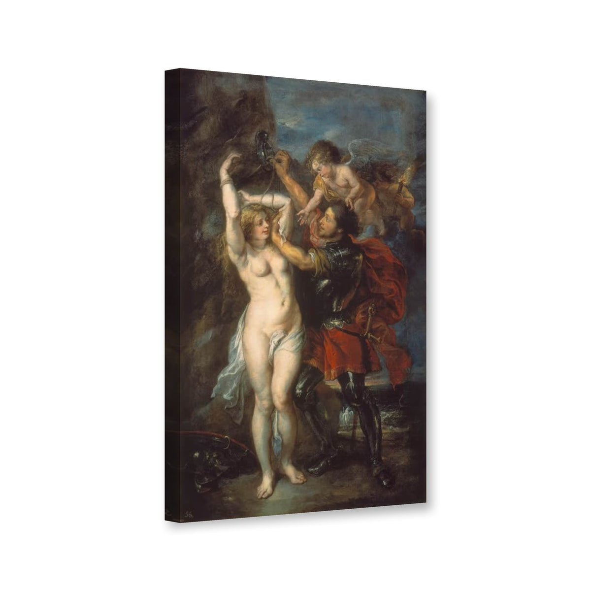 Perseus befreit Andromeda von Peter Paul Rubens als Leinwand – Perspektivansicht