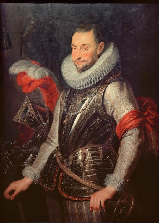 Peter Paul Rubens Bildnis des Feldherrn Ambrogio Spinola Kunstkopie, General in Rüstung mit Halskrause und roter Armschärpe