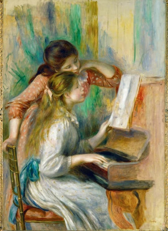 Zwei Mädchen am Klavier, eines liest die Noten – Pierre-Auguste Renoir Jeunes filles au piano Kunstkopie