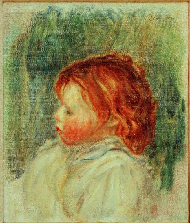 Kind mit leuchtend rotem Haar im Profil – Pierre-Auguste Renoir Kinderbildnis Kunstkopie
