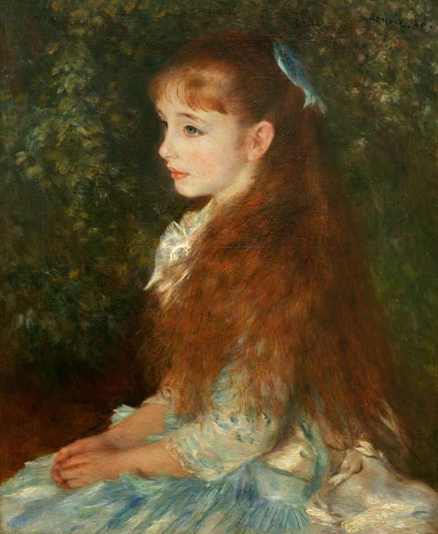 Mädchen mit langem rotem Haar im Profil – Pierre-Auguste Renoir Portrait de Mademoiselle Irene Cahen Kunstkopie
