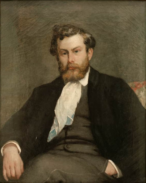 Maler im dunklen Anzug mit weißem Halstuch – Pierre-Auguste Renoir Portrait du peintre Alfred Sisley Kunstkopie