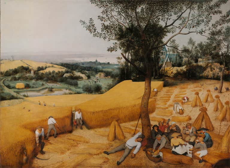 Bauern mähen und rasten im goldenen Kornfeld – Pieter Bruegel der Ältere Die Kornernte Kunstkopie