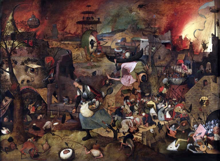Rüstungsfrau in brennender Fantasiewelt – Pieter Bruegel der Ältere Dulle Griet Kunstkopie