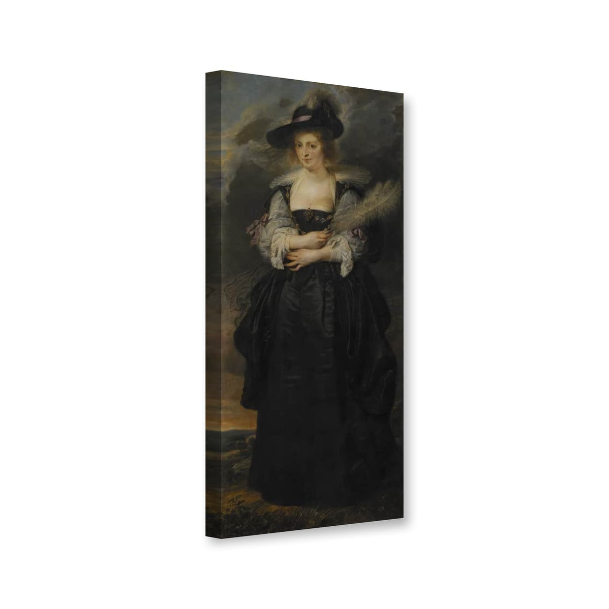 Porträt der Helena Fourment, Lissabon von Peter Paul Rubens als Leinwand – Perspektivansicht