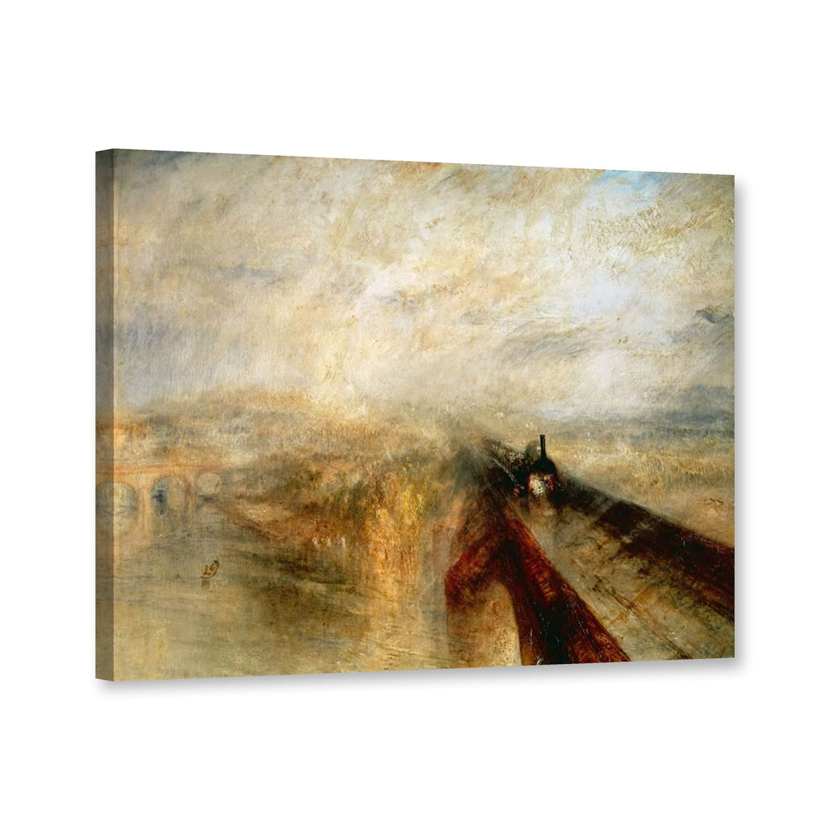 Regen, Dampf und Geschwindigkeit – Die Great Western Railway von William Turner als Leinwand – Perspektivansicht