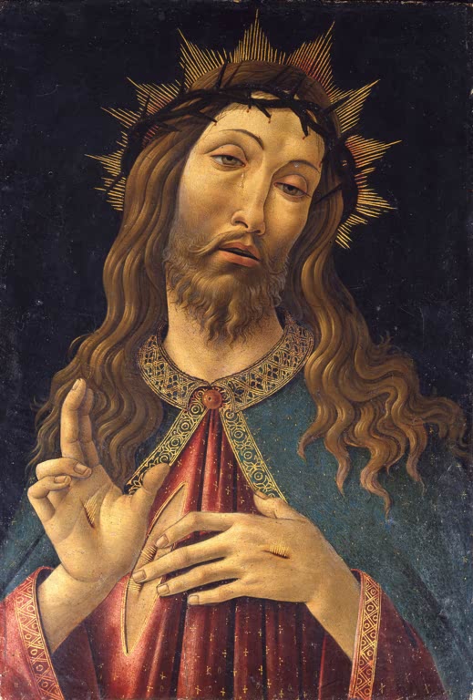 Christus mit Dornenkrone und Heiligenschein segnet – Sandro Botticelli Christus mit der Dornenkrone Kunstkopie