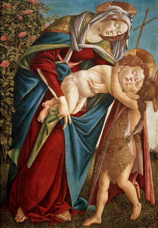 Maria mit schlafendem Kind und Johannesknabe – Sandro Botticelli Madonna mit Kind und dem Johannesknaben Kunstkopie
