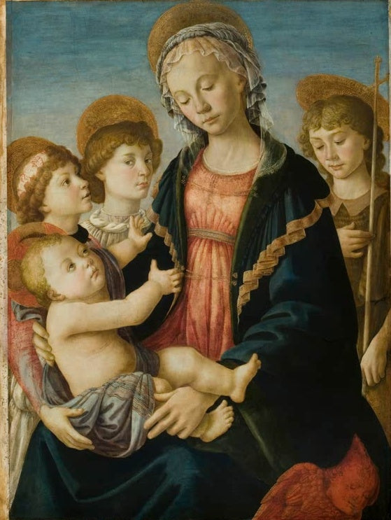 Maria mit Kind, Johannesknabe und zwei Engeln – Sandro Botticelli Maria mit Kind und dem Johannesknaben Kunstkopie