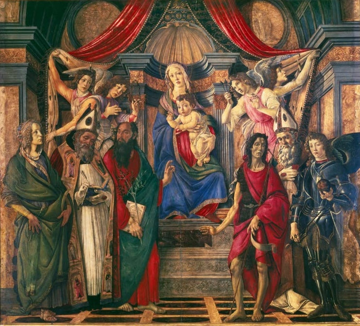 Thronende Maria mit Kind, Engeln und Heiligen – Sandro Botticelli Thronende Madonna mit dem Kinde Kunstkopie