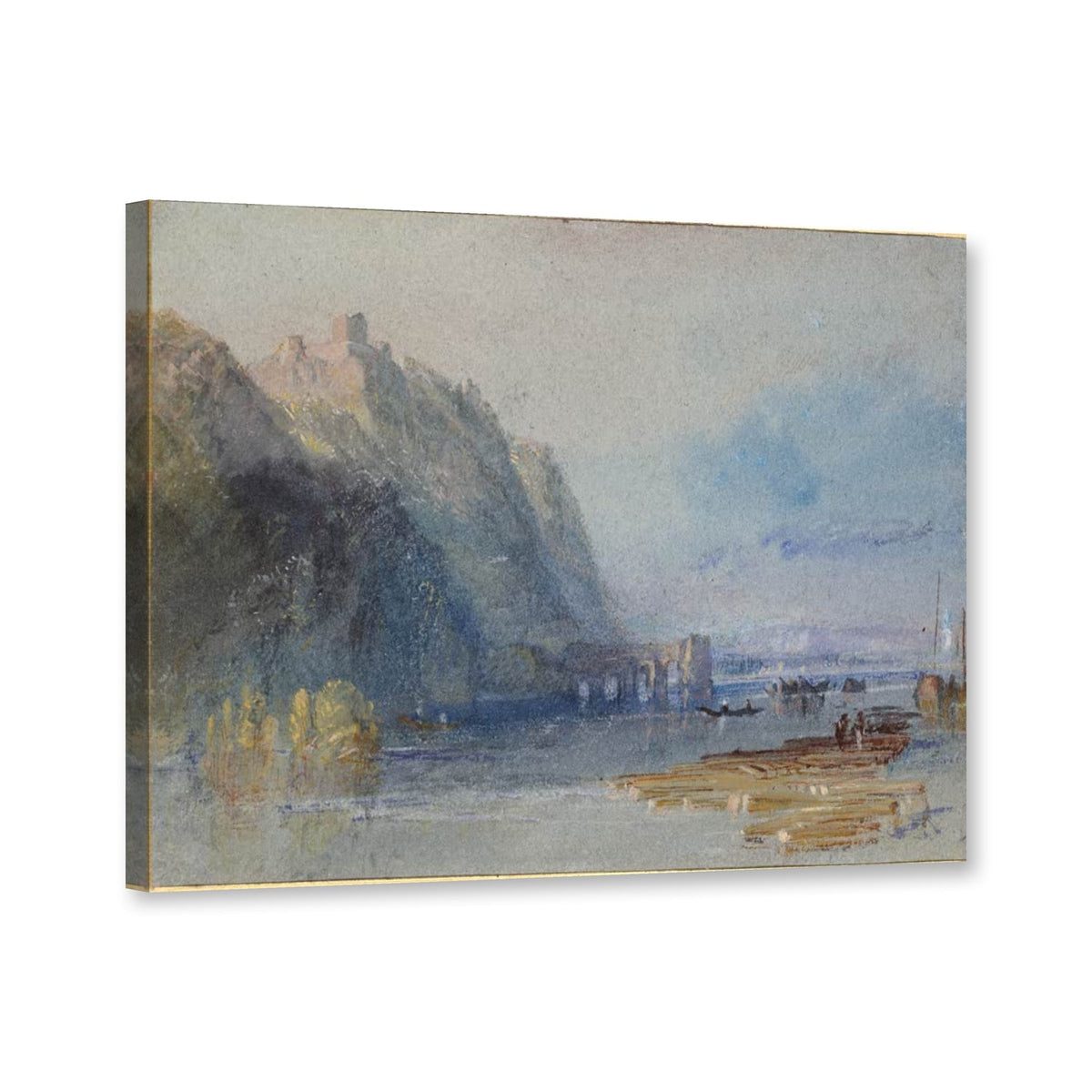 Schloss Hamelin zwischen Oudon und Ancenis von William Turner als Leinwand – Perspektivansicht