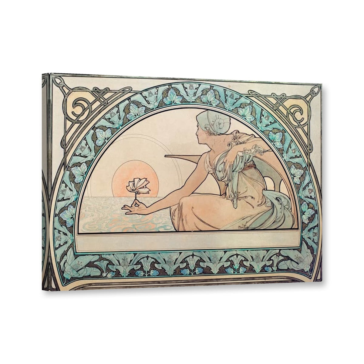 Seerose von Alfons Mucha als Leinwand – Perspektivansicht