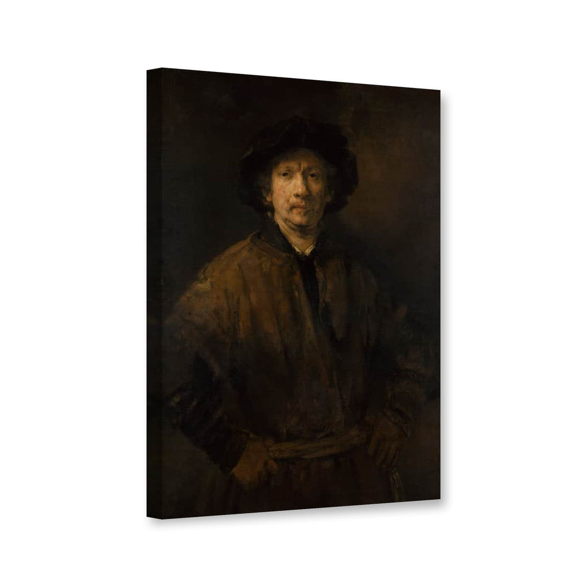 Selbstbildnis von Rembrandt van Rijn als Leinwand – Perspektivansicht