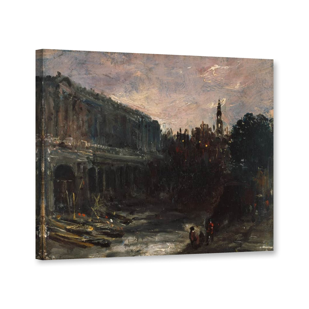 Somerset House im Abendlicht von John Constable als Leinwand – Perspektivansicht
