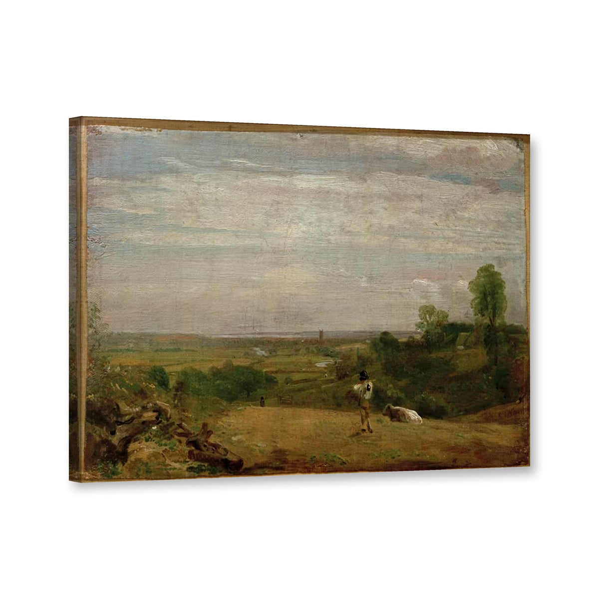 Sommermorgen: Dedham von Langham aus von John Constable als Leinwand – Perspektivansicht