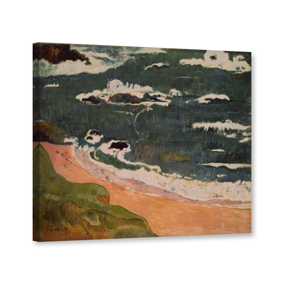 Strand bei Le Pouldu von Paul Gauguin als Leinwand – Perspektivansicht
