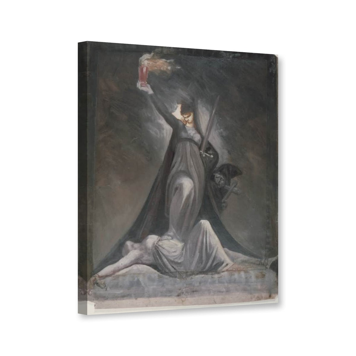 Studie zur Inquisition, Illustration zu Barlows Columbiad von Johann Heinrich Füssli als Leinwand – Perspektivansicht