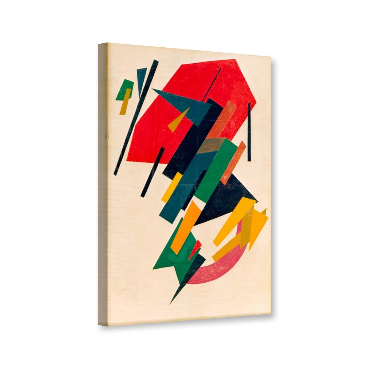 Suprematismus mit rotem Vieleck von Olga Rosanowa als Leinwand – Perspektivansicht