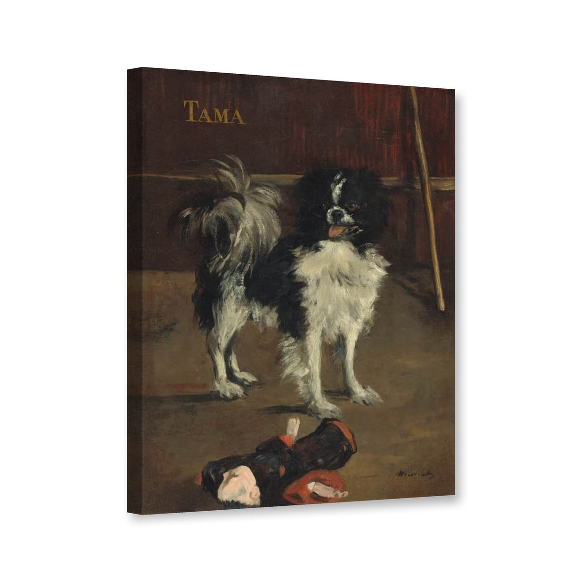 Tama, der japanische Hund von Édouard Manet als Leinwand – Perspektivansicht