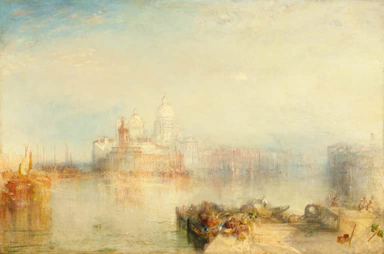 William Turner Die Dogana und Santa Maria della Salute Kunstkopie, Kirchenkuppeln im goldenen Dunst über der Lagune