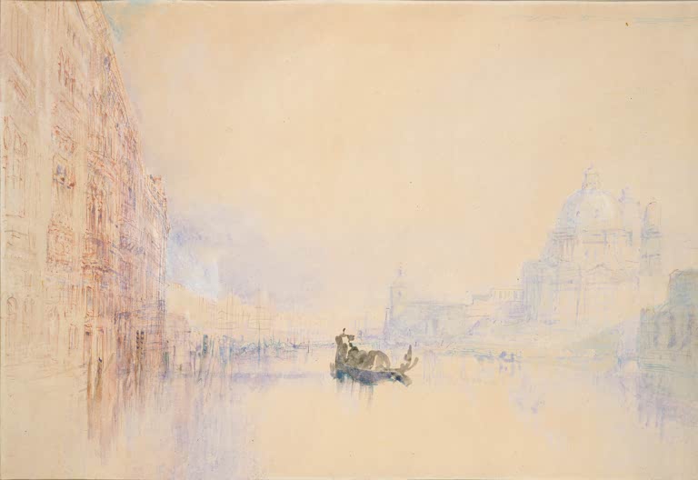 William Turner Venedig, der Canal Grande mit einer Gondel Kunstkopie, Gondel auf stillem Wasser vor Palästen und Kuppel