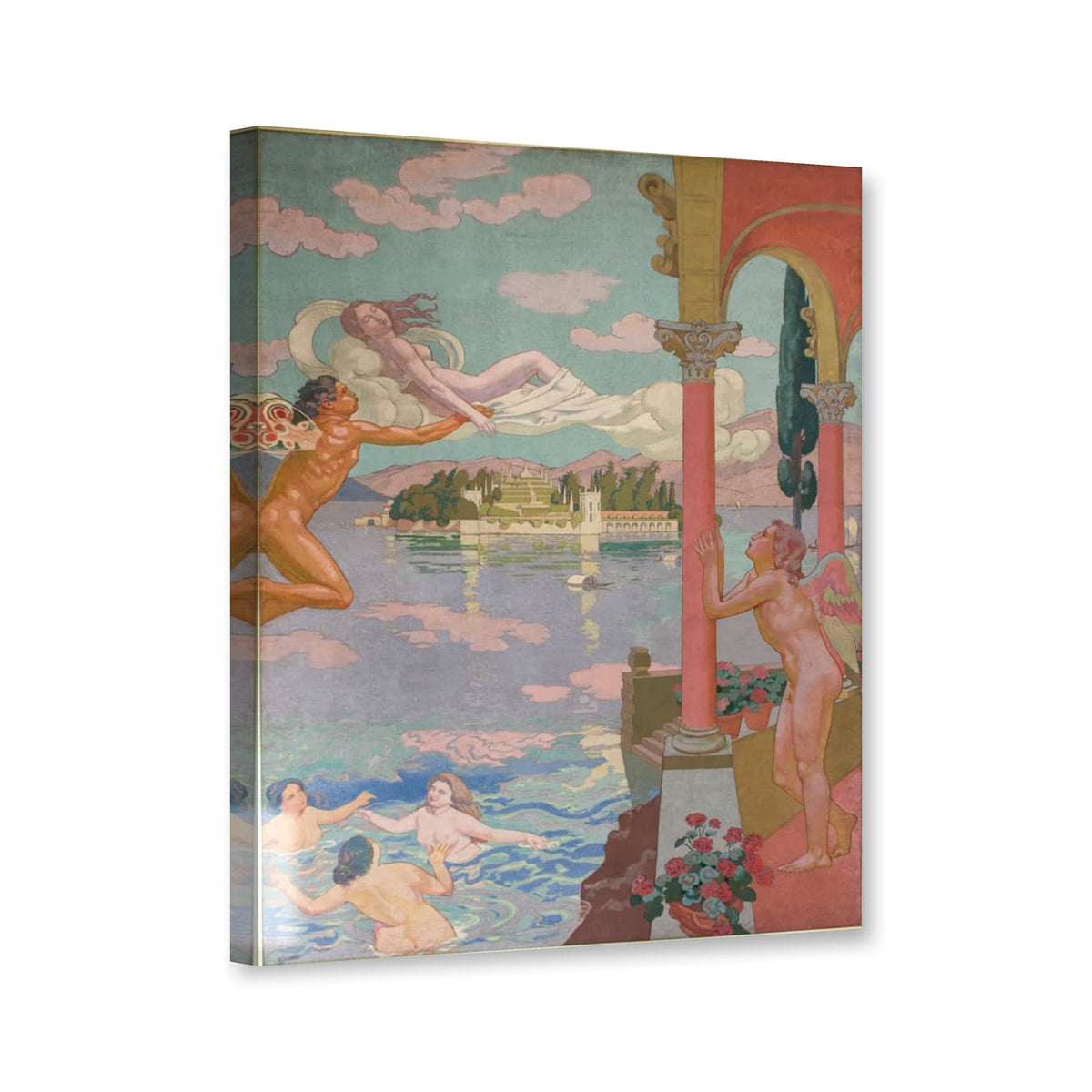 Zephyr trägt Psyche zur Insel der Wonne von Maurice Denis als Leinwand – Perspektivansicht