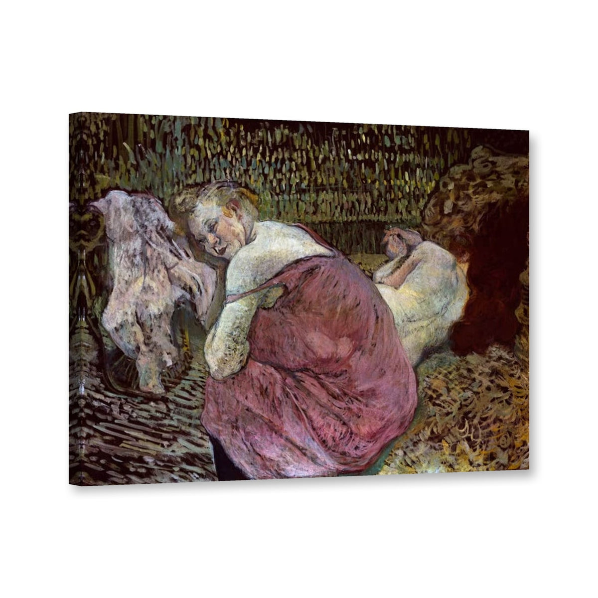 Zwei Freundinnen, Dresdner Fassung, 1895 von Henri de Toulouse-Lautrec als Leinwand – Perspektivansicht