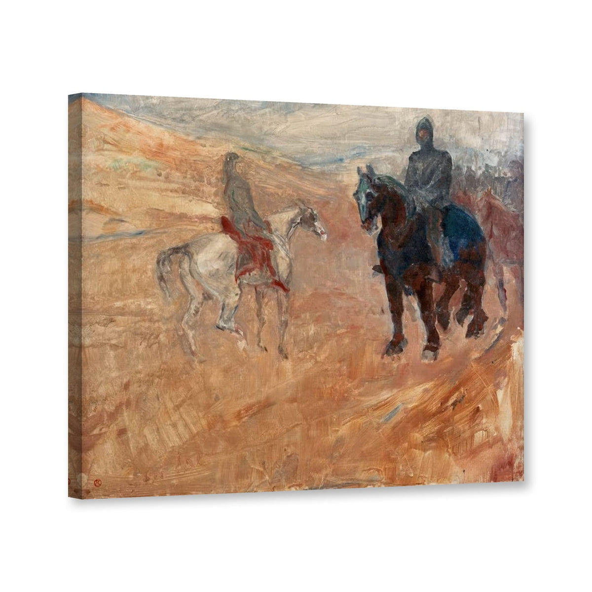 Zwei Ritter in Rüstung, 1900 von Henri de Toulouse-Lautrec als Leinwand – Perspektivansicht